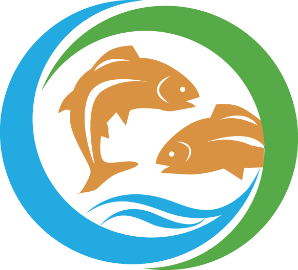 Fly fishing icon with two trout